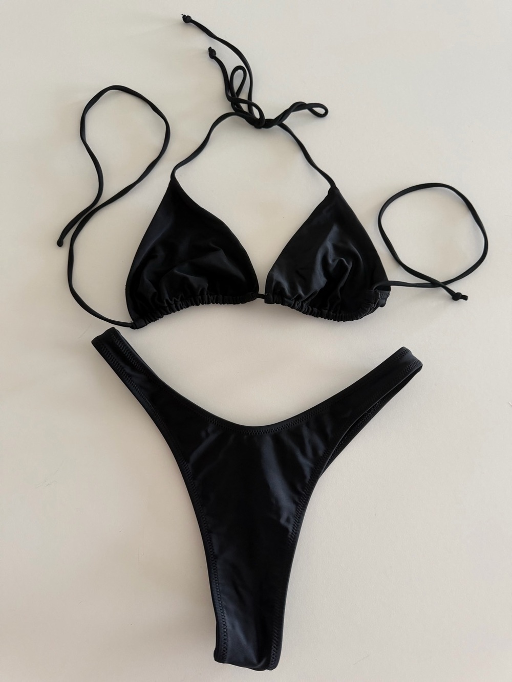 White Fox Boutique Black Triangle String Bikini